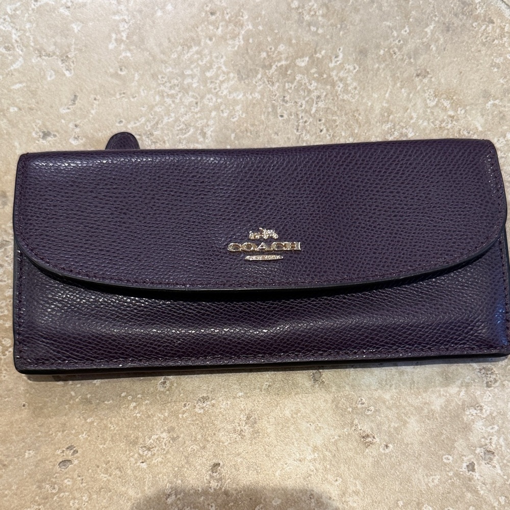 Coach Dark Purple Leather Wallet